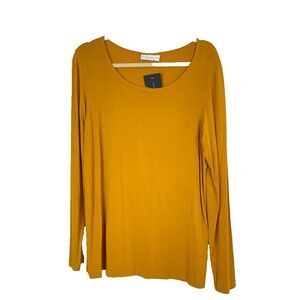 NEW Bryn Walker Womens Modal Long Sleeve Top Orange Minimalist Colorful Large